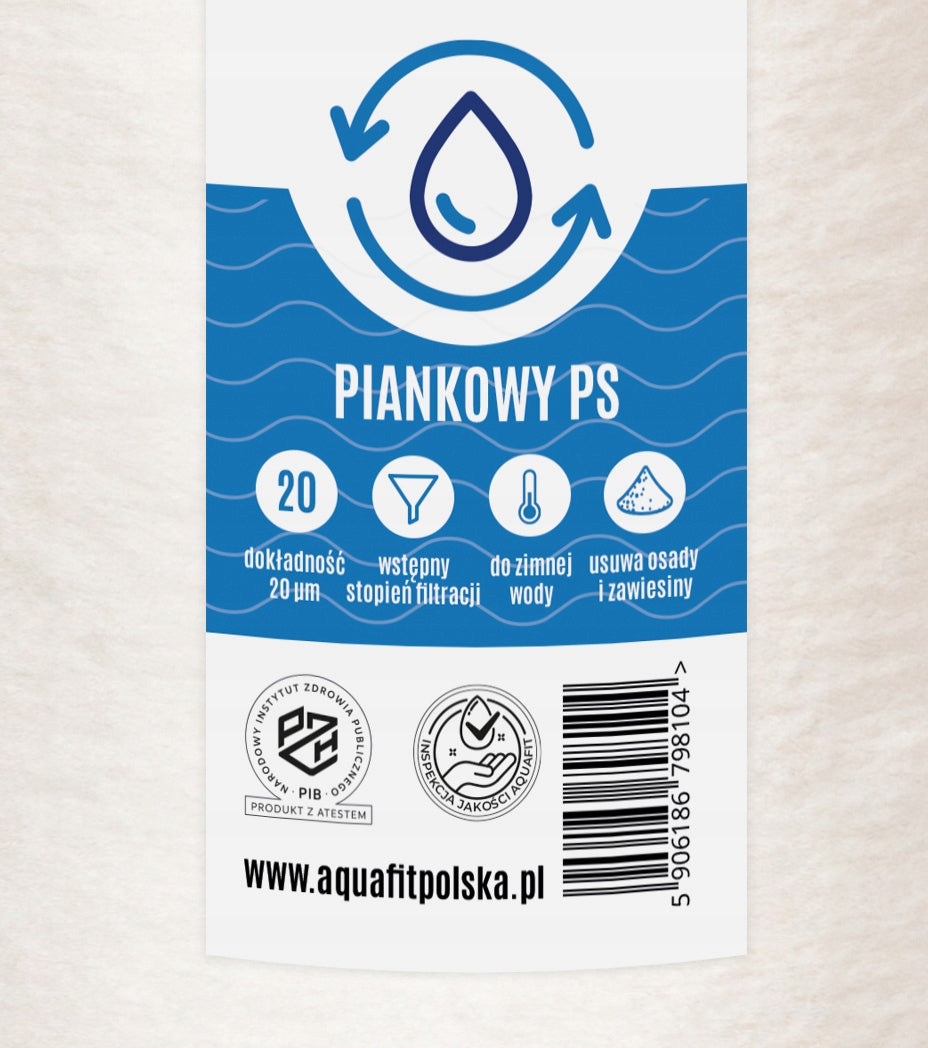 Set of 10" BB Big Blue Water Filter Cartridges for the Whole House AQUAFIT Model na Cały dom BB Piankowy, Węglowy, Zmiękczający