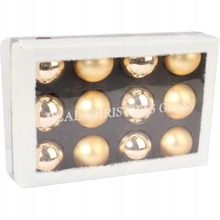 Set of 12 glass baubles mix gloss matt gold 6 cm FOR DECORATING REED