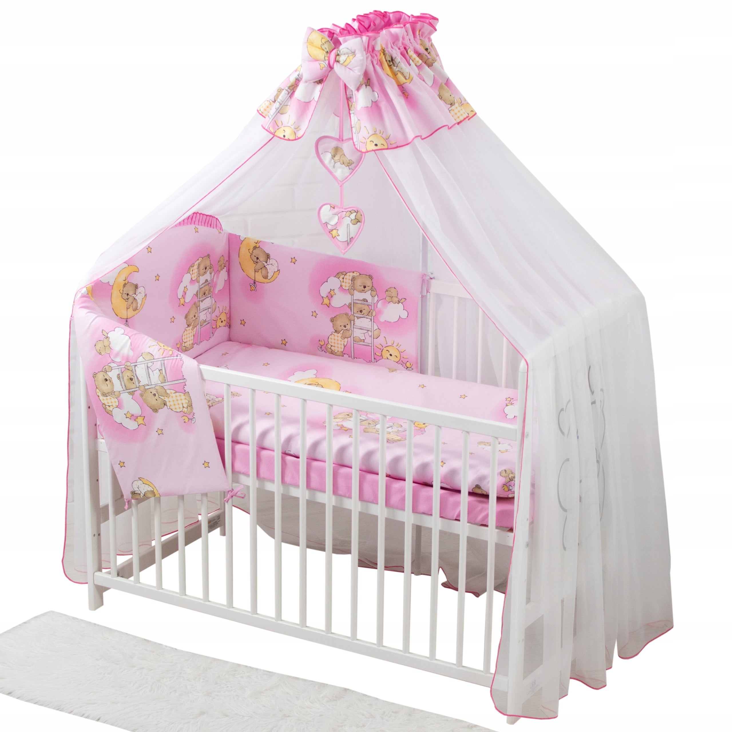 Set of 13 el. Cot 60x120 + mattress + bedding with canopy