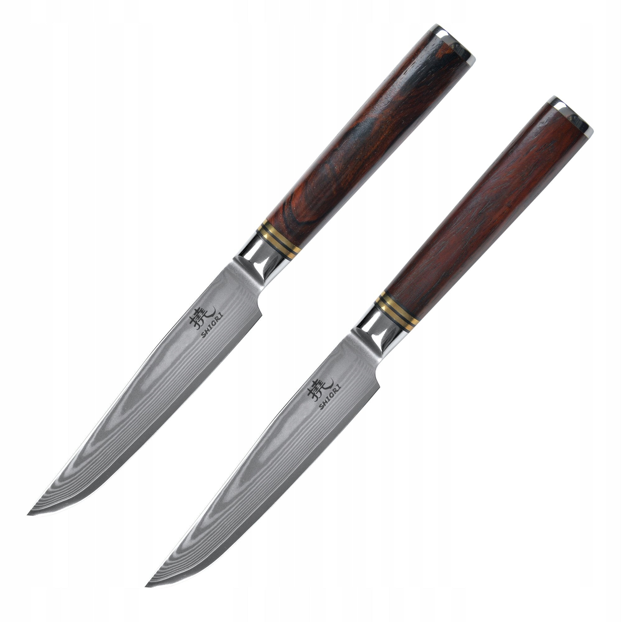 Set of 2-Knifes for Steaks Shiori Damascus Steel Suteki 12 cm 10Cr15Co Packaging status original