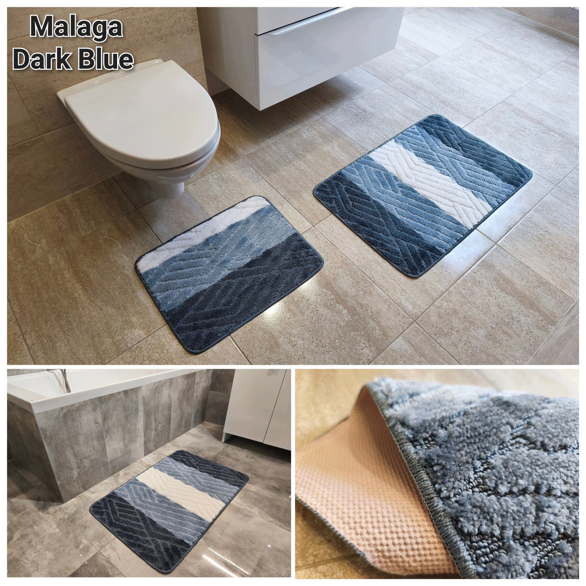 Set of 2-Piece Bathroom Rug Rubberized Quick Drying Mix of Designs Manufacturer code Komplet Łazienkowy Dwuczęściowy