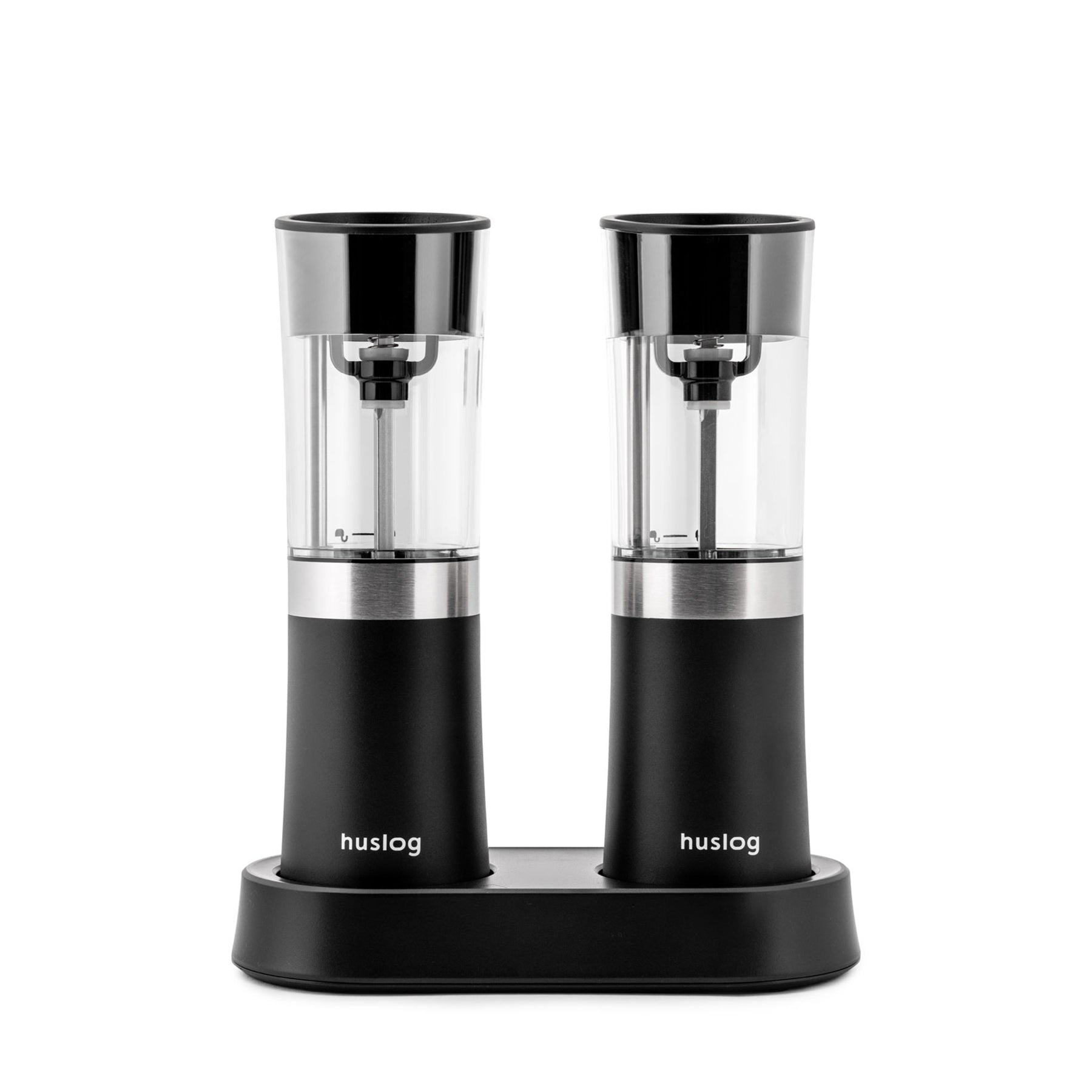 Set of 2 Salt and Pepper Grinders with Charging Station HUSLOG HUS1033 Black Manufacturer code Zestaw 2x Młynek Grawitacyjny Baza Ładująca