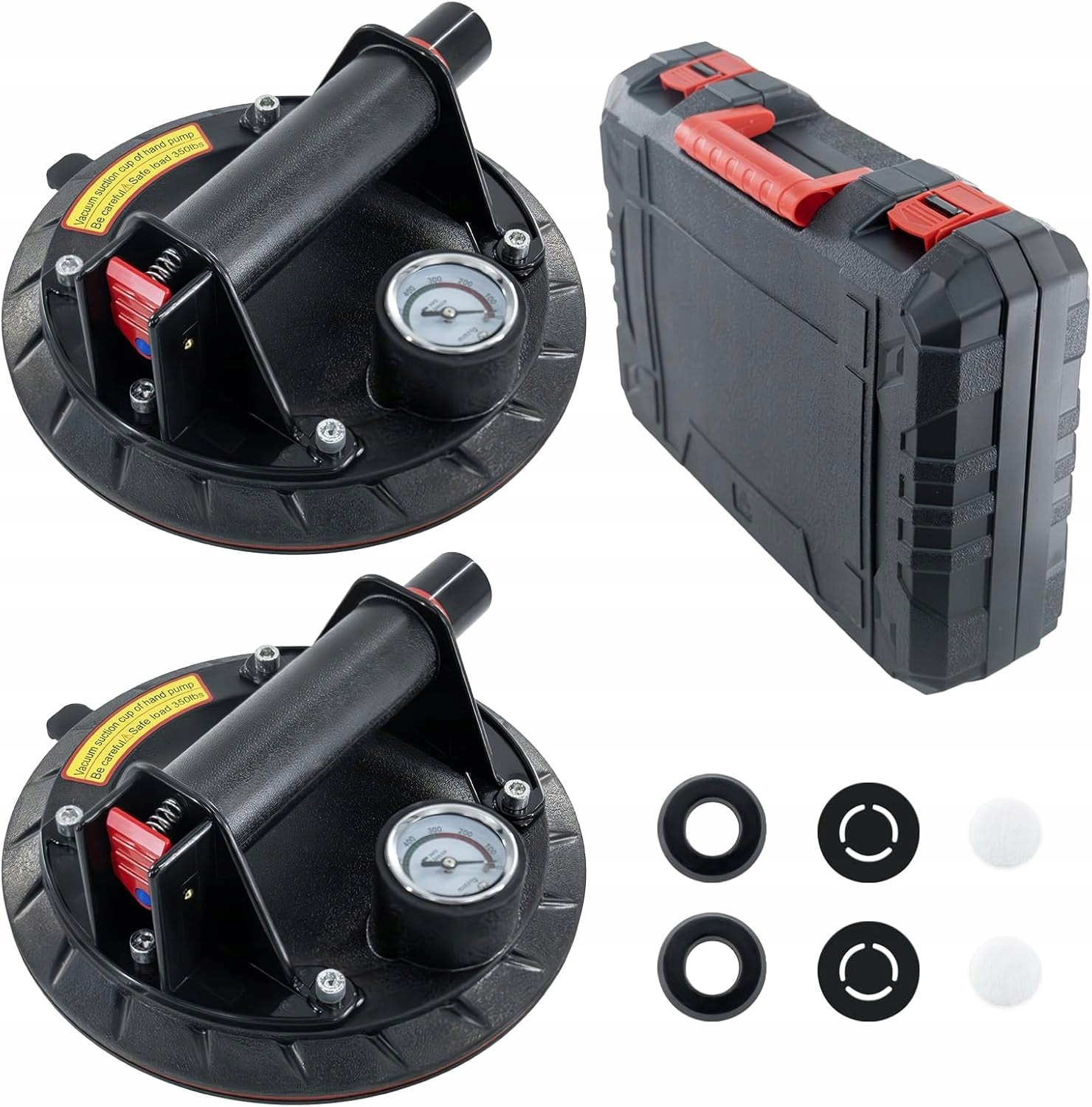 Set of 2 glass suction cups with pressure gauge lifting capacity up to 220kg Brand no brand