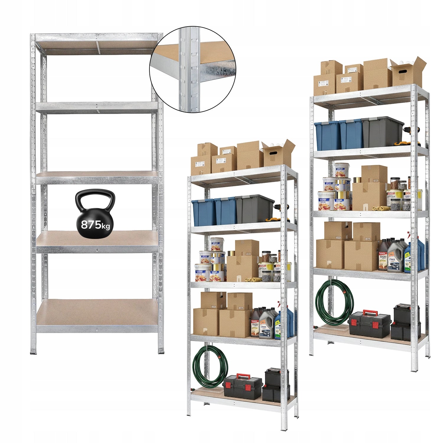 Set of 2X PUSH-IN METAL RACK FOR BASEMENT 180x75x30 5x175kg