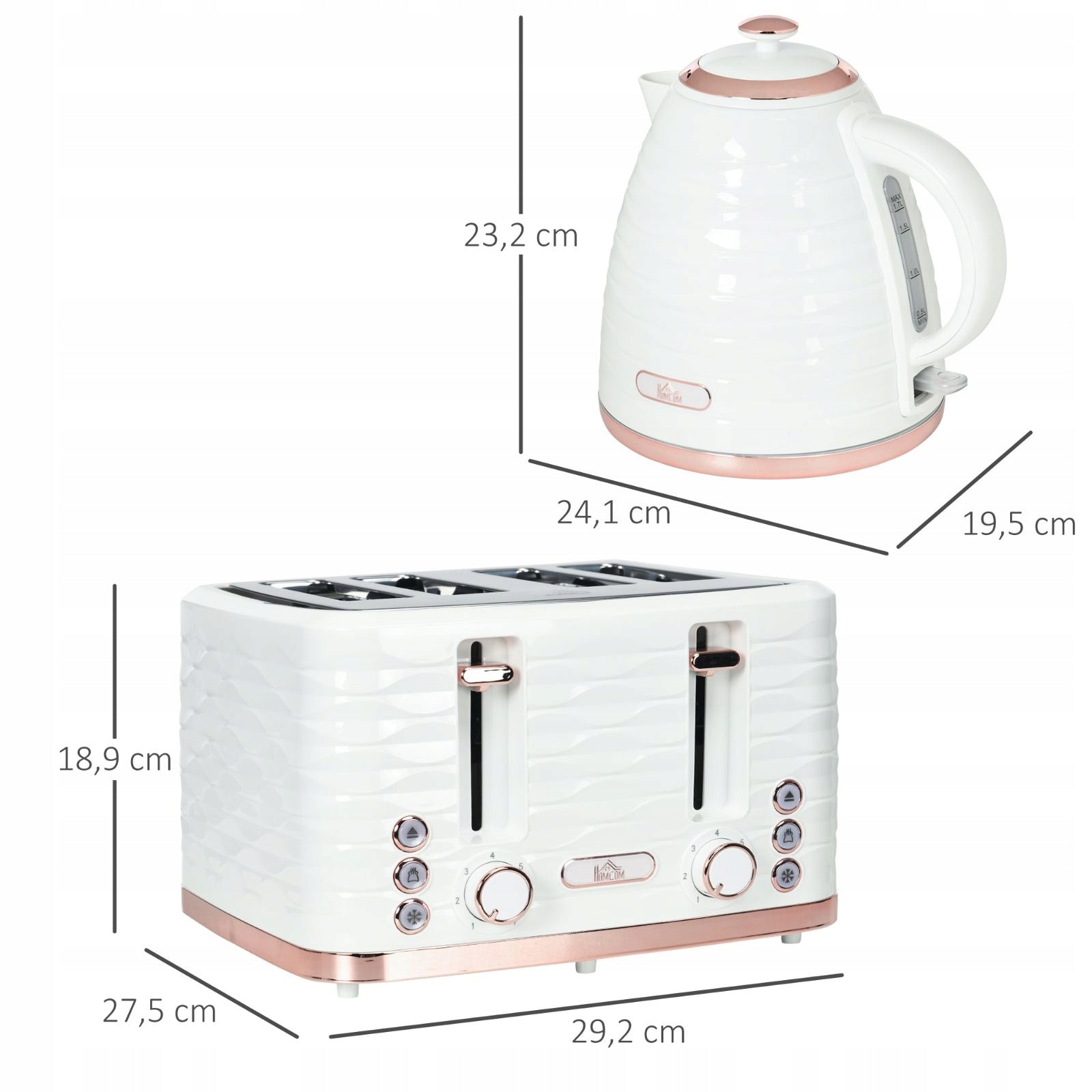 Set of 2in1: toaster and kettle, 7 levels, defrosting, cream Brand no brand