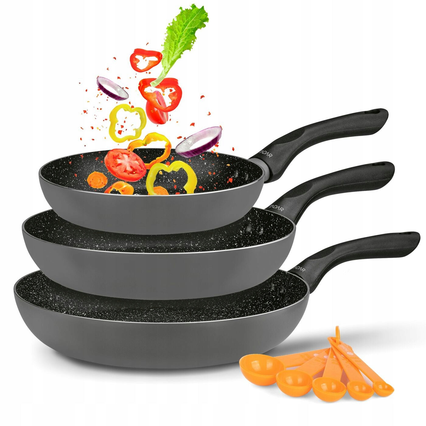 Set of 3 PANS FOR INDUCTION Tadar Amarantina Grey 20, 24, 28 cm
