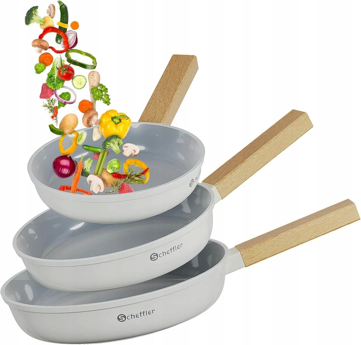 Set of 3 Pans 20/24/28 cm – Non Stick Coating Induction