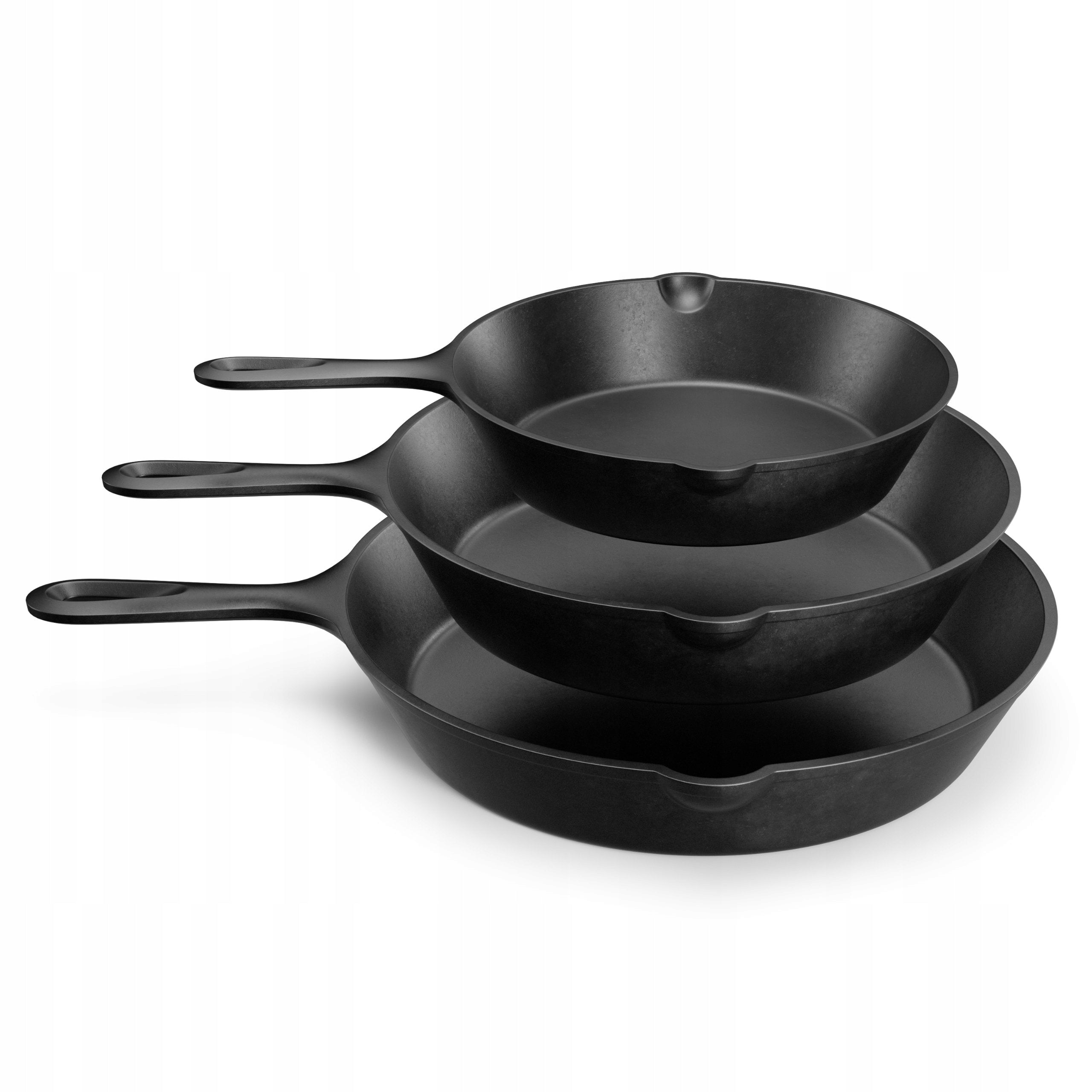 Set of 3 Solid CAST IRON Pans Induction Fire Pit Grill Gas + Overlay Manufacturer code DA-03