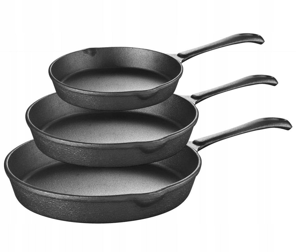 Set of 3 cast iron pans 16 / 20 / 25cm induction heavy KRISBERG KS-2573 Packaging status original