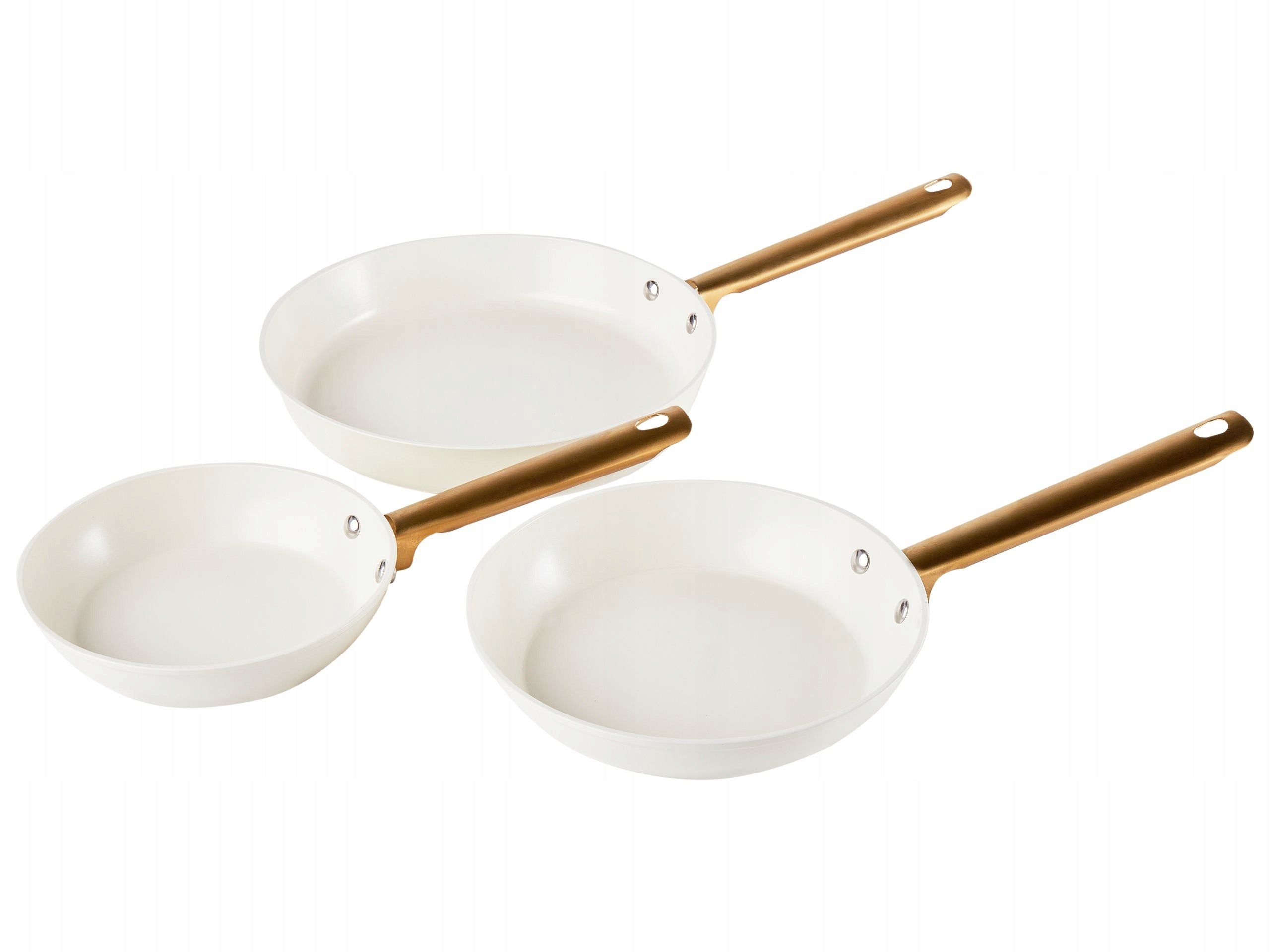 Set of 3 pans with ceramic coating broken white