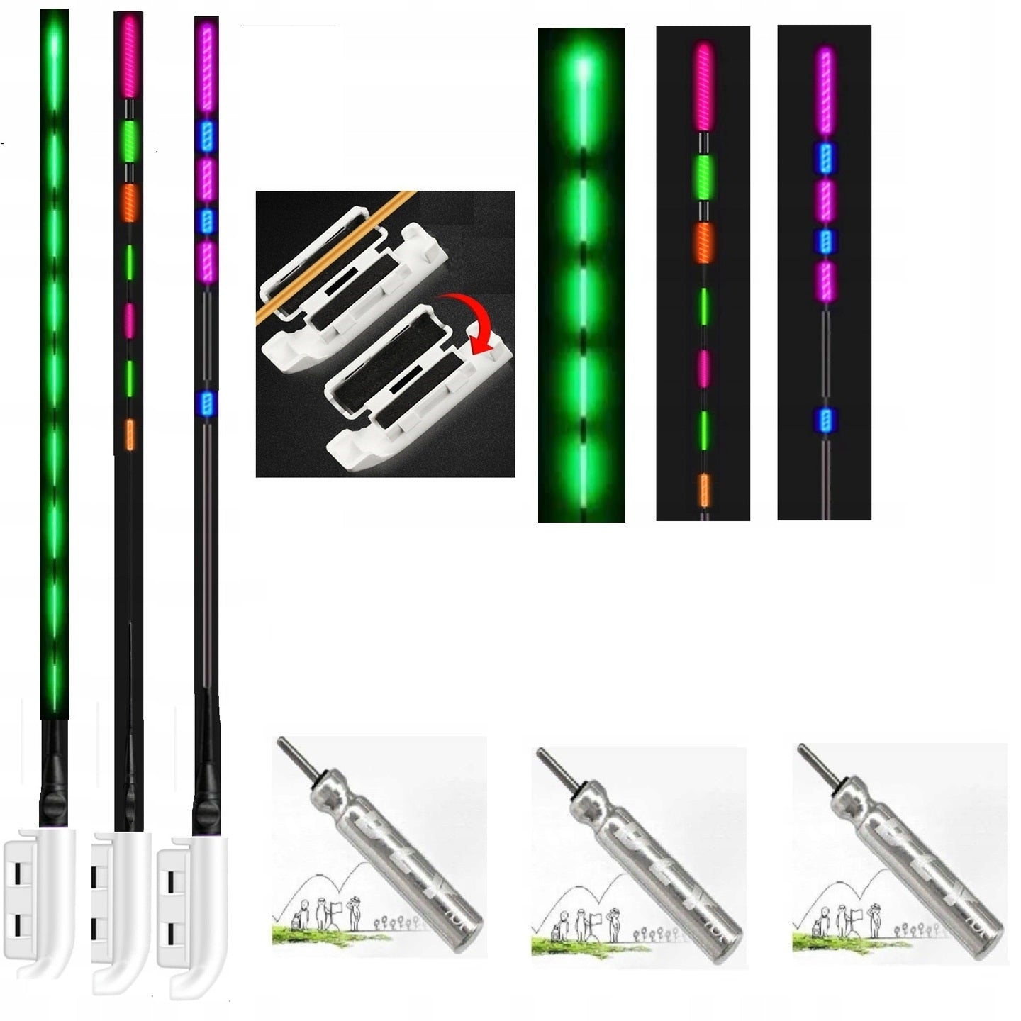 Set of 3x Glowing Fedeer Beacon - Vibrating Peak + 3 Batteries