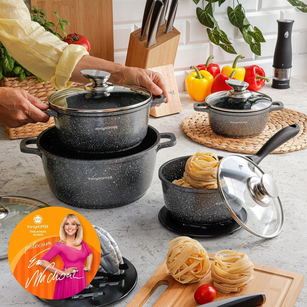 Set of 3x POT + SAUCEPAN INDUCTION Lid Konighoffer Pollo Grey 12 el Manufacturer code 5903313445276