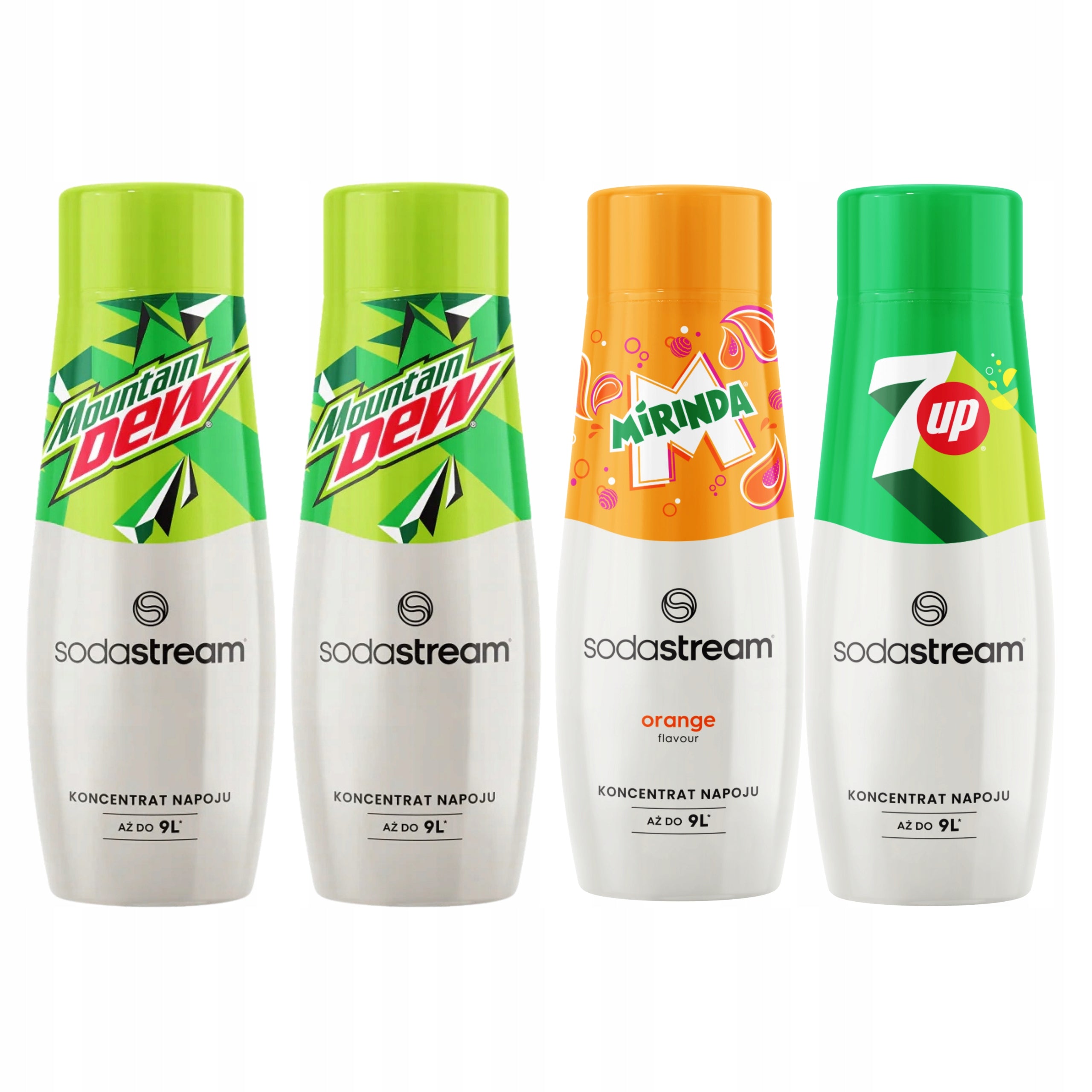 Set of 4 SodaStream 2x Mountain Dew + Mirinda + 7UP Sugar Syrups