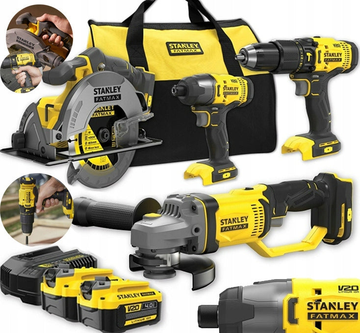 Set of 4 cordless power tools 2x BATTERY 4Ah BAG STANLEY