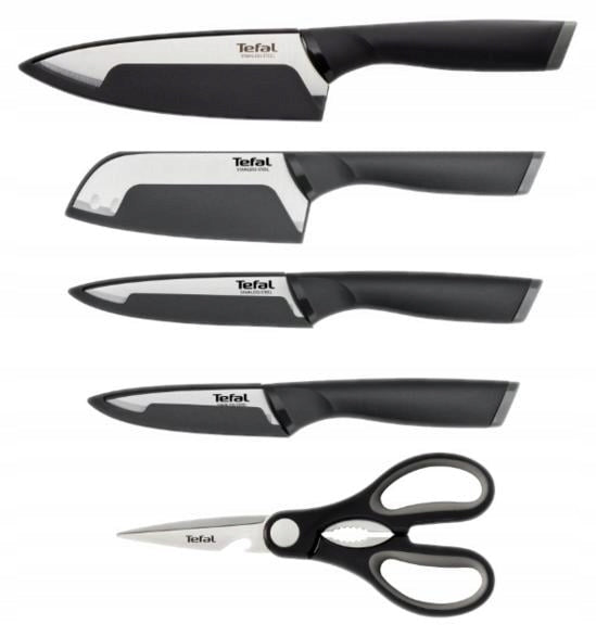Set of 4 kitchen knives TEFAL Comfort + kitchen scissors K2215S55