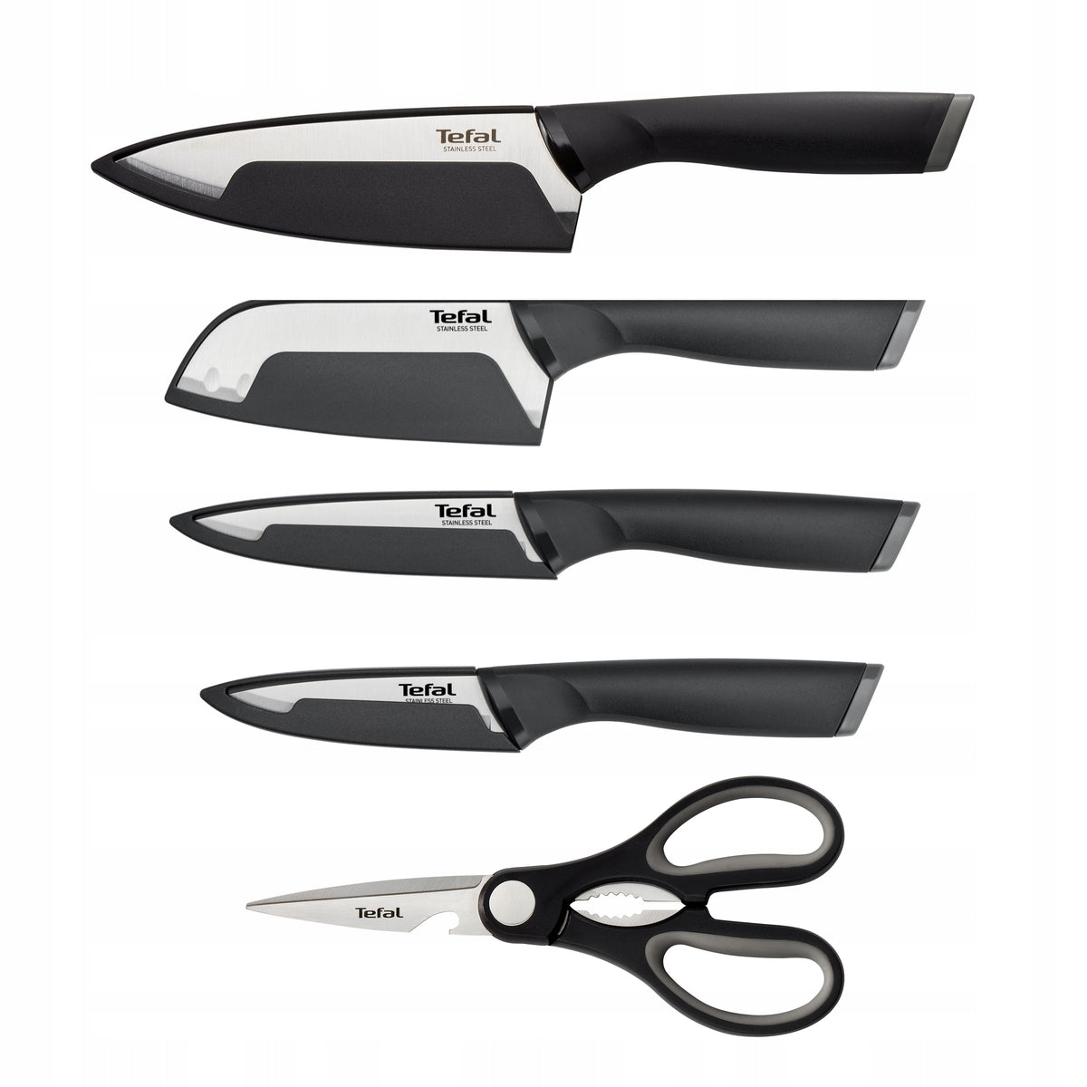 Set of 4 knives TEFAL Comfort + kitchen scissors stainless steel 5 elements