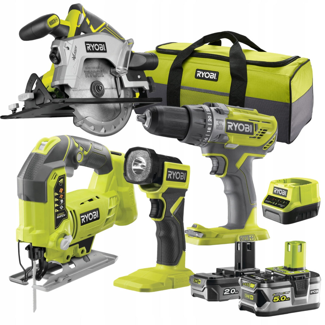 Set of 4 tools Ryobi RCK184-52S 18V 2x Aku 5 Ah and 2 Ah Charger + Bag