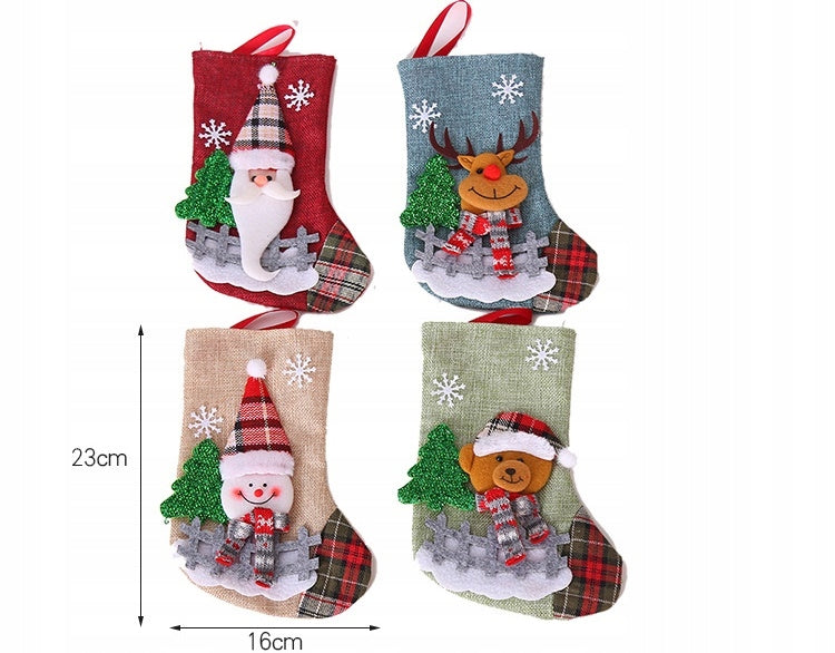 Set of 4 x 3D Christmas Stocking For Gift Fireplace Decoration 16 x 23 cm Manufacturer code O6