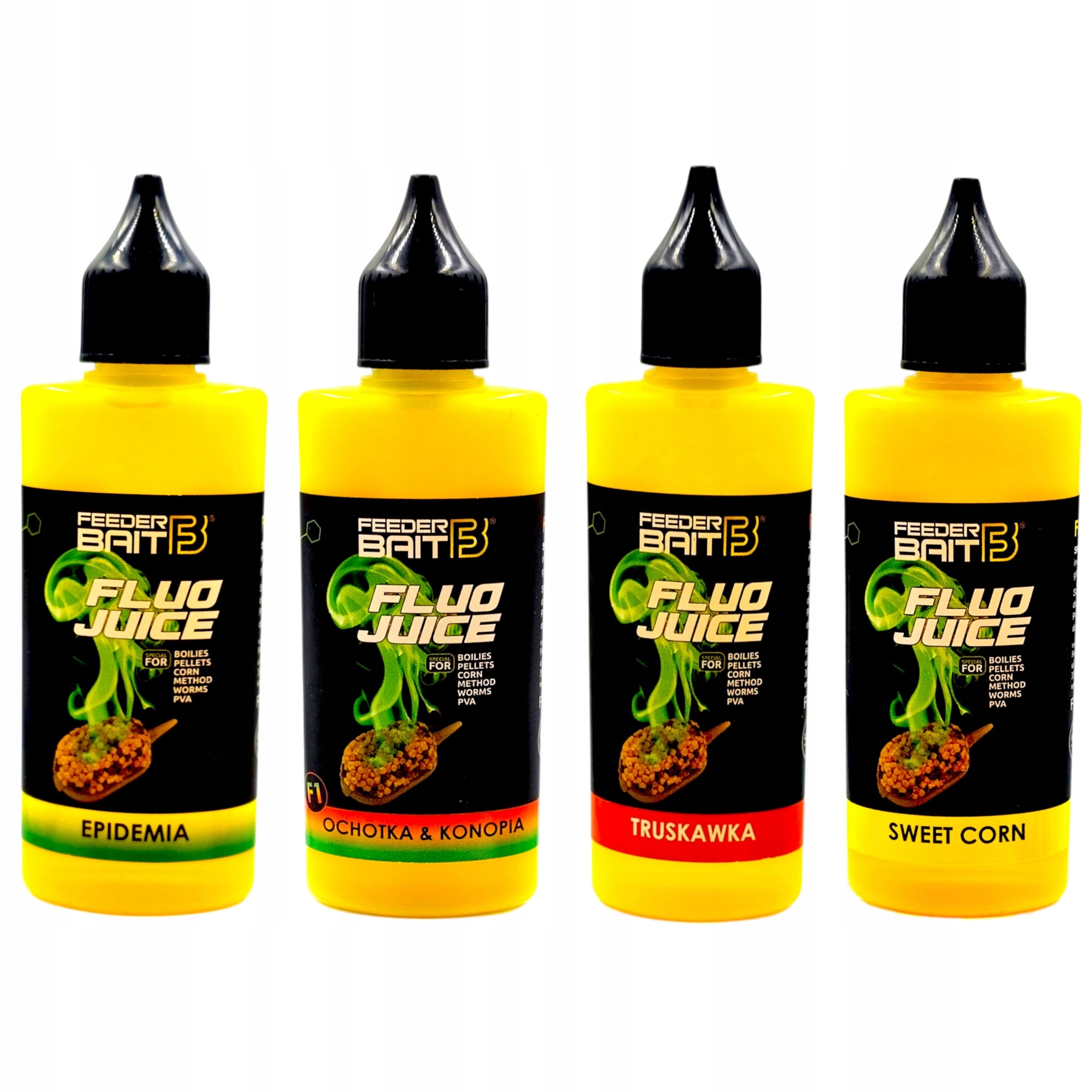 Set of 4x FLUO JUICE Feeder Bait DIP BOOSTER Method Feeder