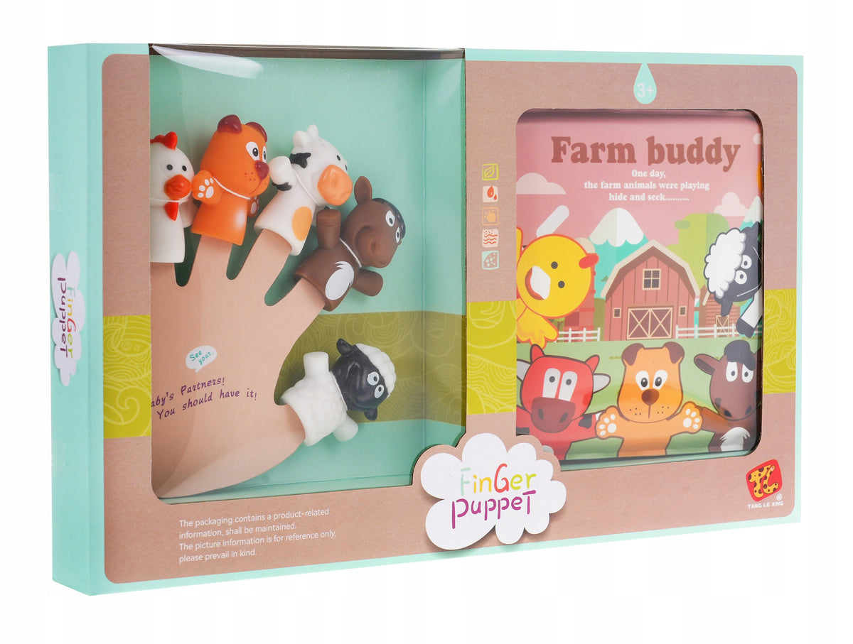 Set of 5 Rubber Finger Puppets Farm Book for Kids 3 Rural