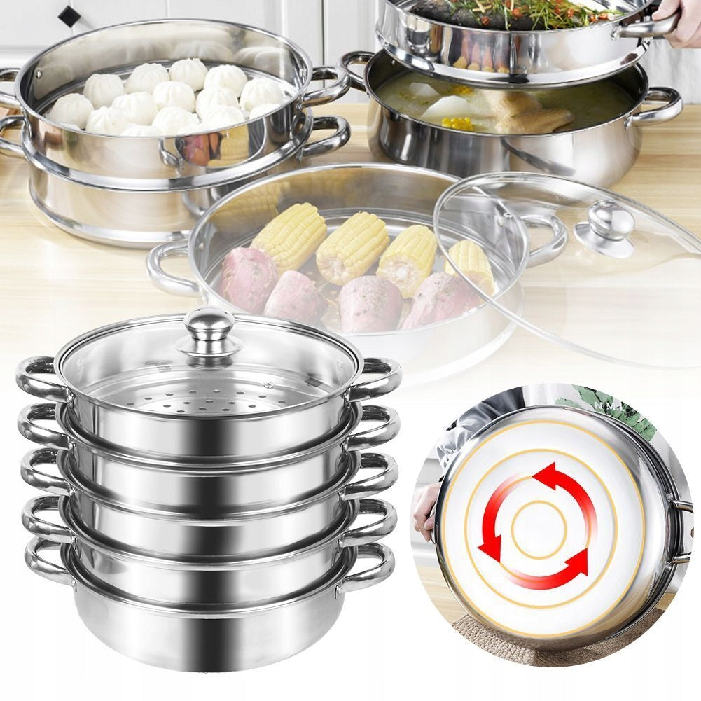 Set of 5 Stainless Steel Steamers, 5-Layer Steam Cooking Pot Brand no brand