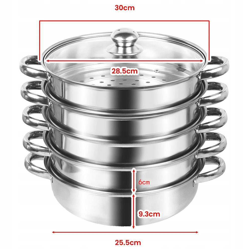 Set of 5 Stainless Steel Steamers, 5-Layer Steam Cooking Pot Packaging status original