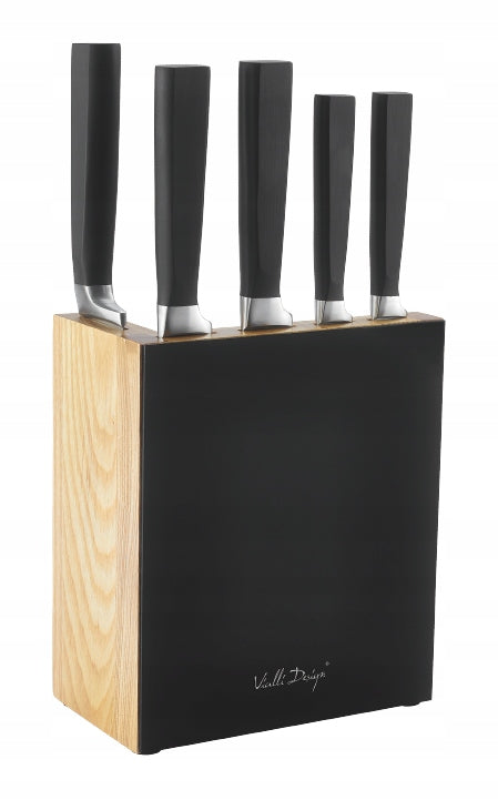 Set of 5 forged kitchen knives in block kitchen knives Fino black 25240 Packaging status original