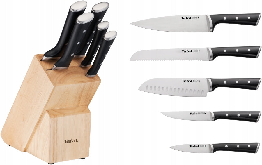 Set of 5 knives TEFAL Ice Force + block steak knives saw sharpener EAN (GTIN) 3168430263291
