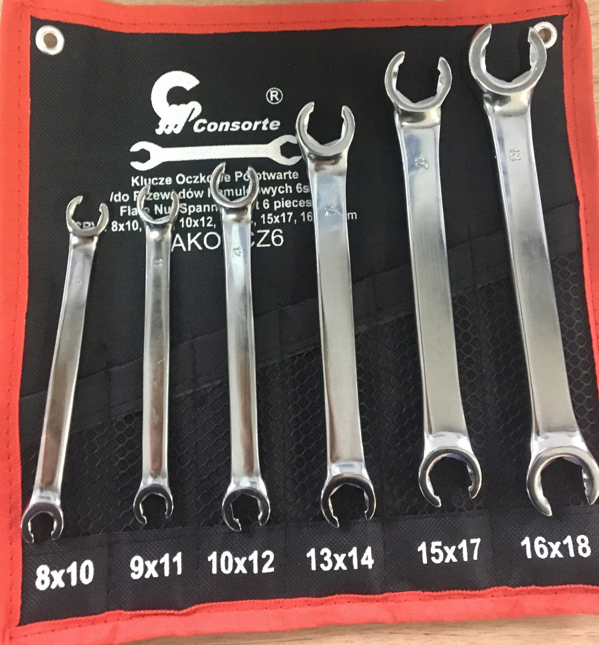 Set of 6 OPEN WRENCHES for CR-V 8-18 mm brake lines + case