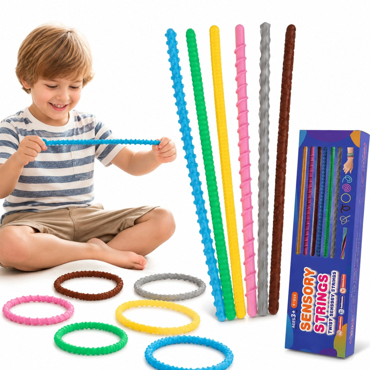 Set of 6 Sensory Anti-Stress Sticks - for Kids and Adults