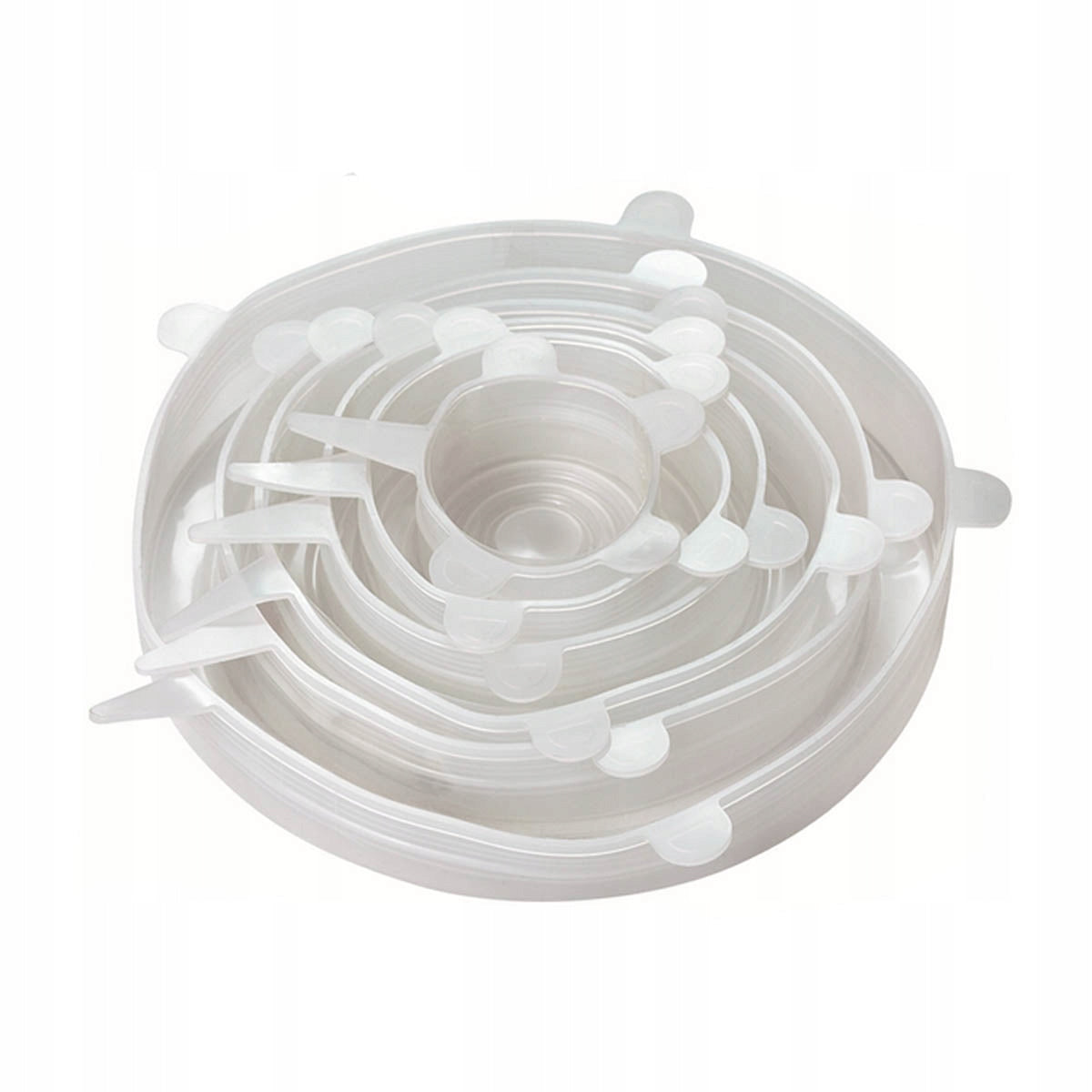 Set of 6 flexible stretch silicone lids