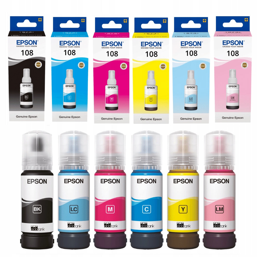 Set of 6 inks EPSON 108 for EcoTank L8050, L18050