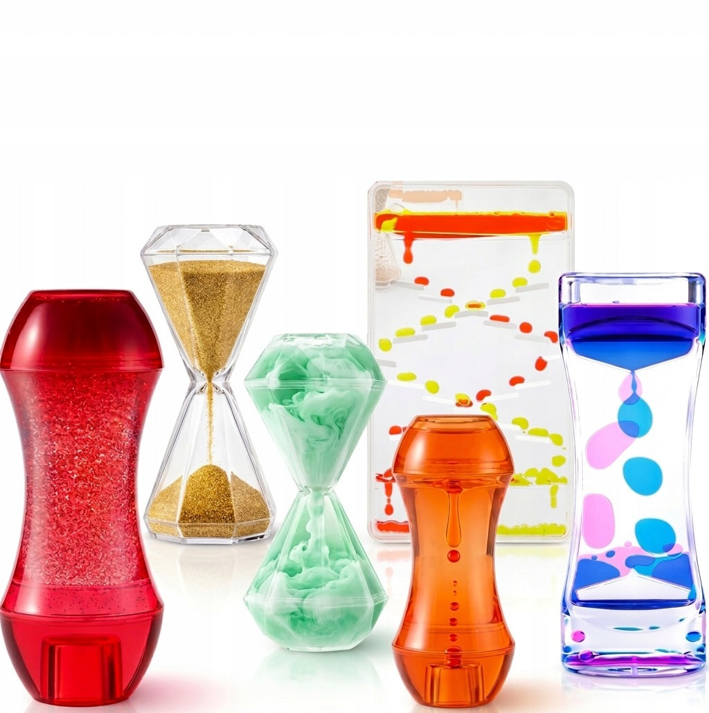 Set of 6pcs Sensory Hourglass Liquid Gel Calming Timer for Dzi
