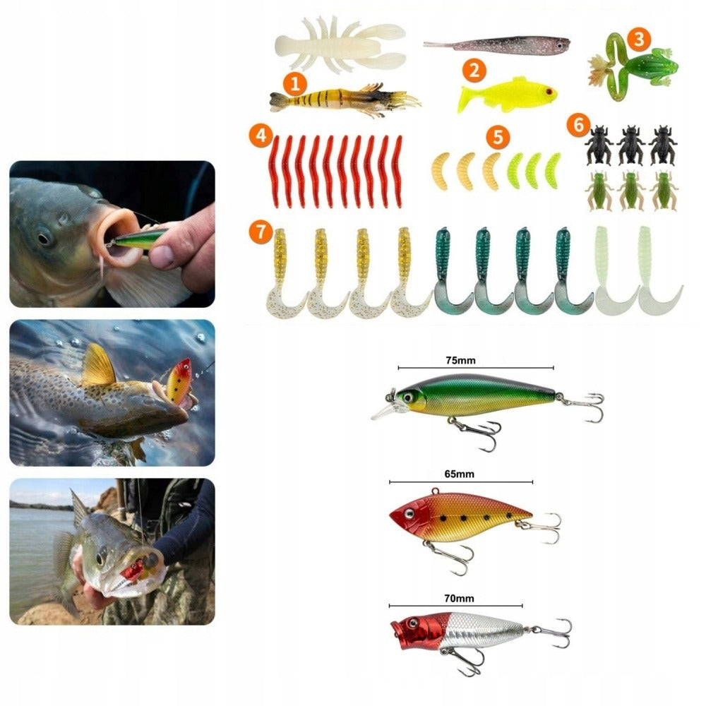 Set of 78 Rotating Fishing Lures + Storage Box Brand Atilo
