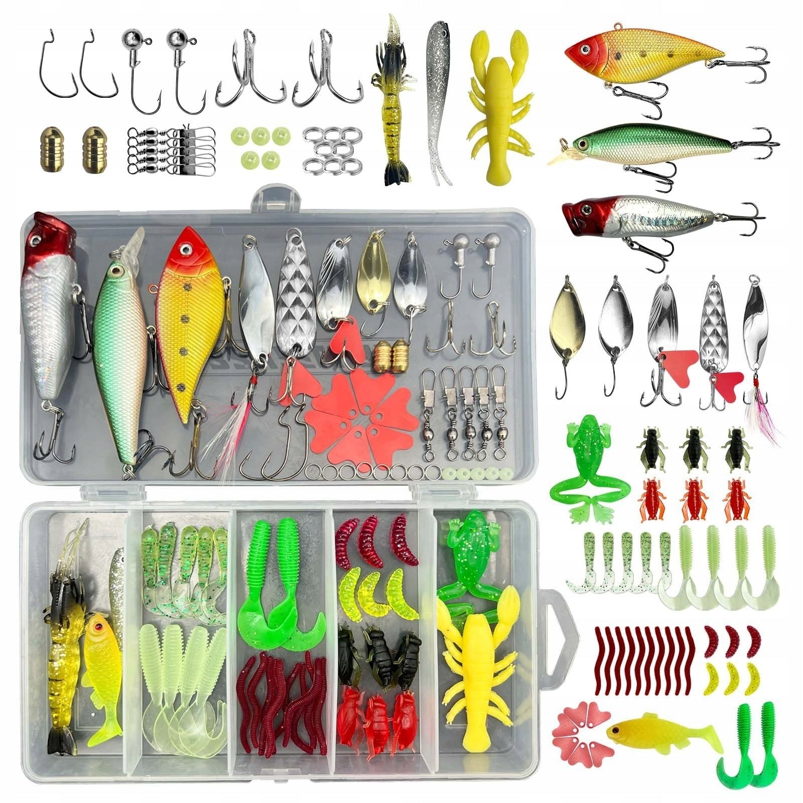 Set of 78 Rotating Fishing Lures + Storage Box