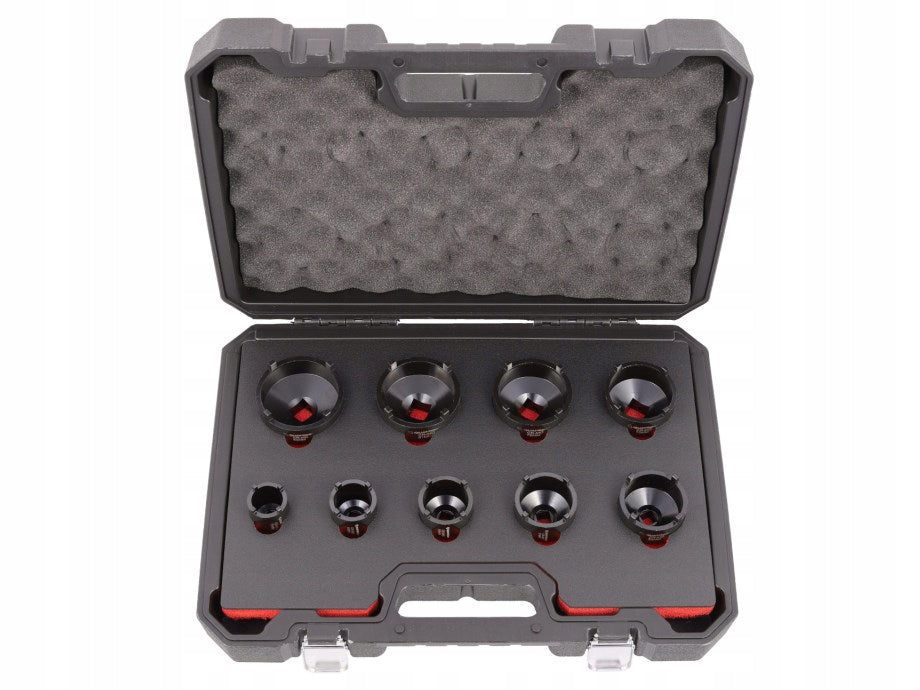 Set of 9pcs sockets for coronary nuts (grooves) KM4 - KM12 Quatros