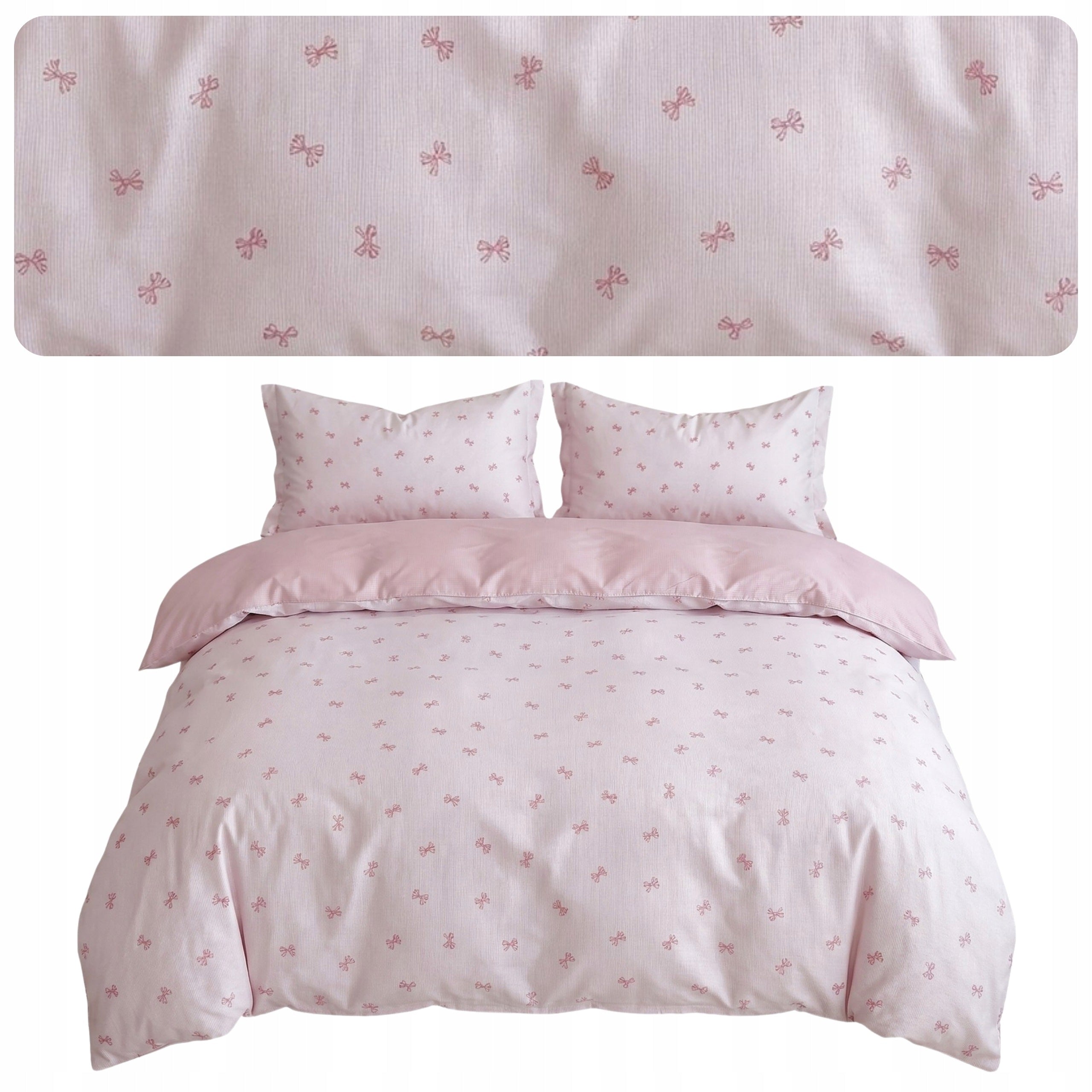 Set of BEDDING 160x200 satin COTTON pillowcases 70x80 Aurela with bows