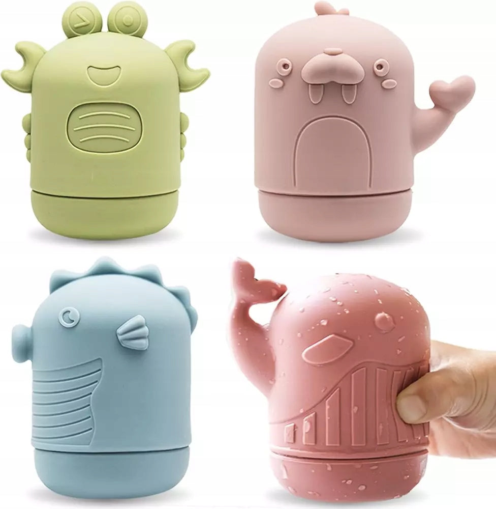 Set of Bath Toys Silicone 4pcs Sensory Sea Animals