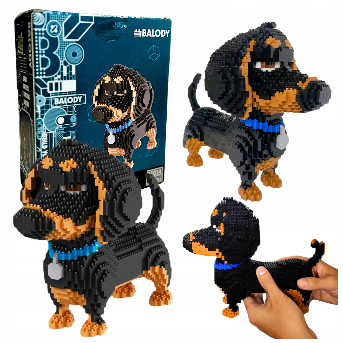 Set of Dachshund Blocks 2100 el. Dog Model 3D Building Blocks