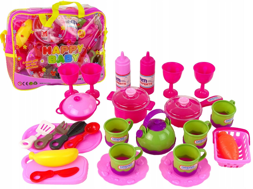Set of Dishes in Bag 31 Elements Pink Brand LEAN Toys