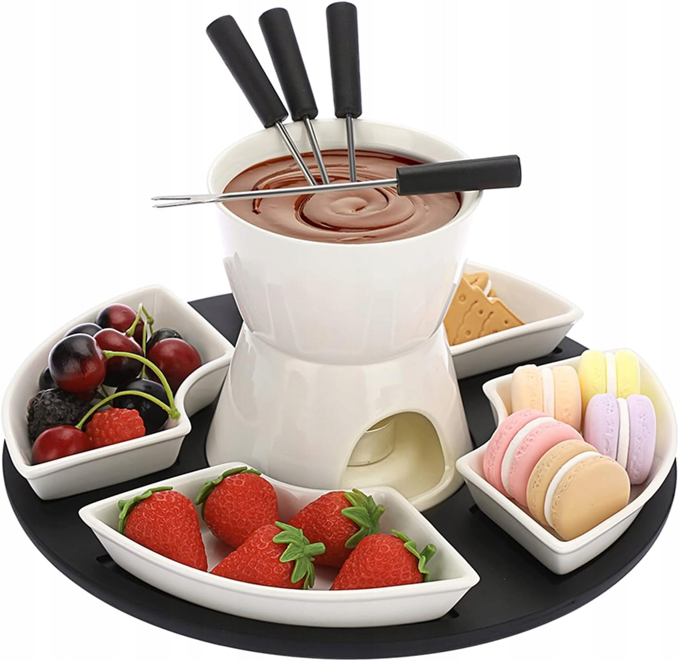 Set of Fondue Chocolate Ceramic Fondue For Cheese Candle Warmer