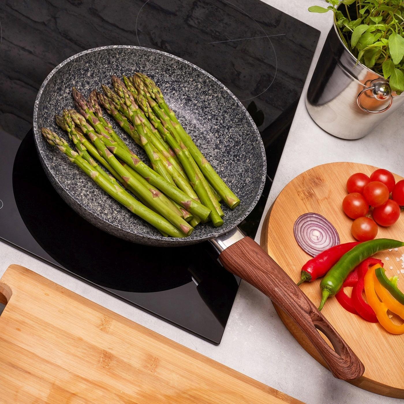 Set of GRANITE PANS Induction Gas SOLID Konighoffer Geos 22/26/30cm Packaging status original