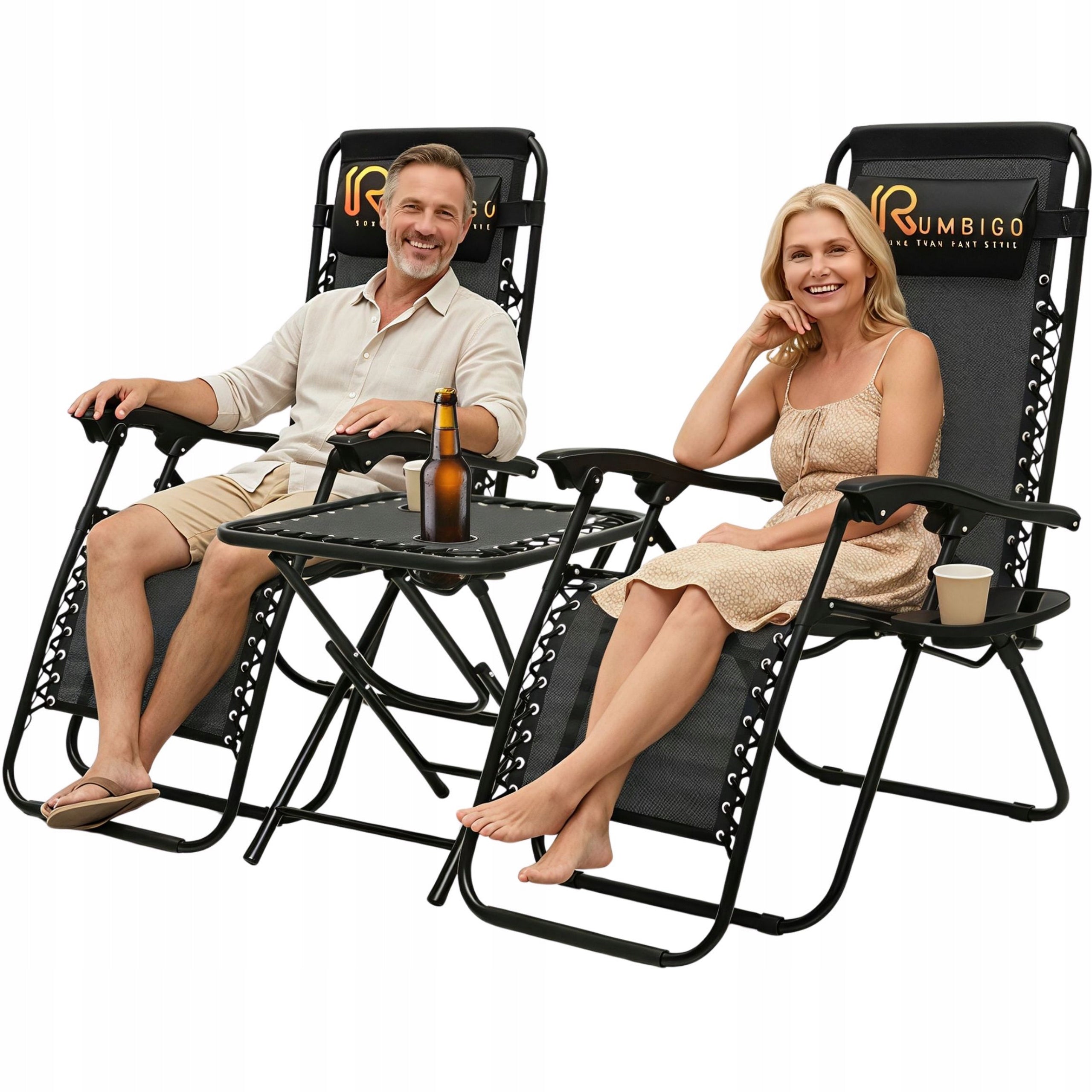 Set of Garden Loungers RUMBIGO with Gravity Table Zero Gravity
