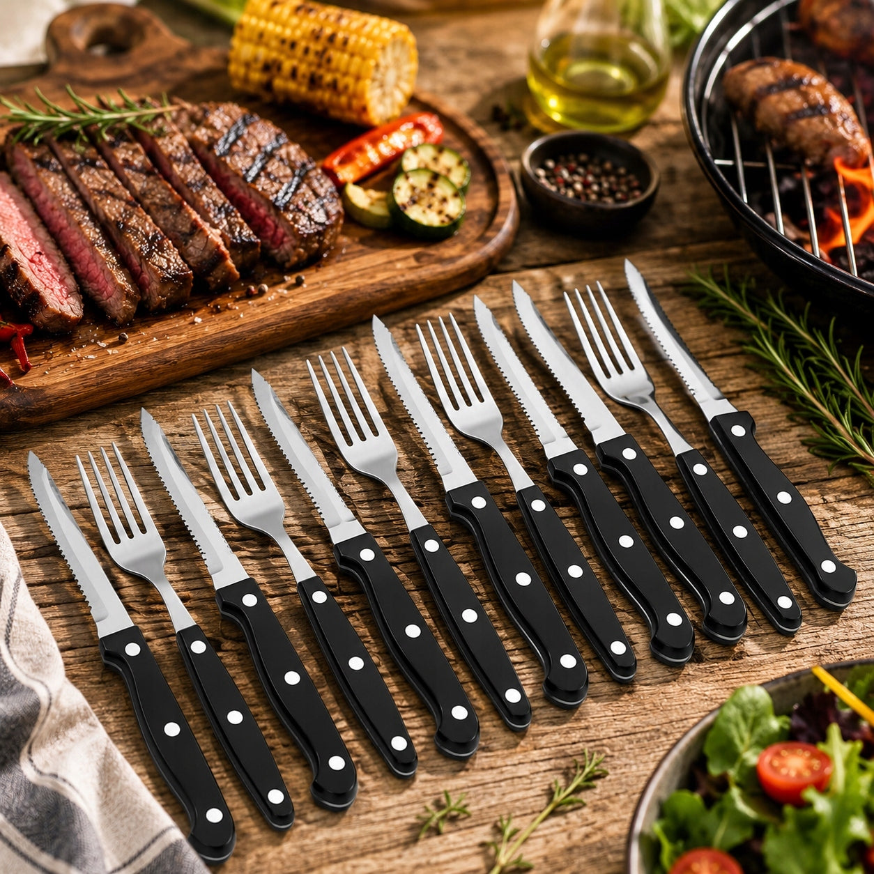 Set of Grill Cutlery Rossner Austria – 12 Elements for Steaks and Grill