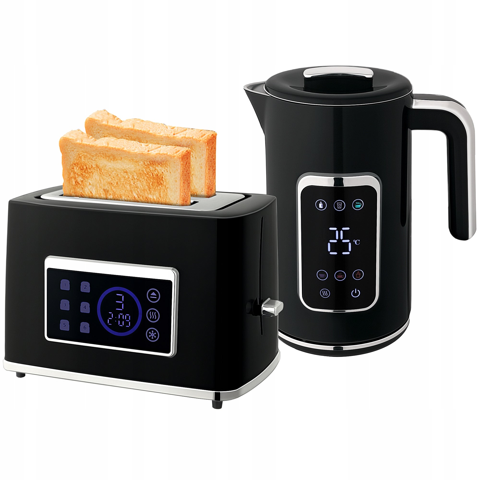 Set of HOMCOM Kettle and Toaster with 6 degrees of toasting, memory function