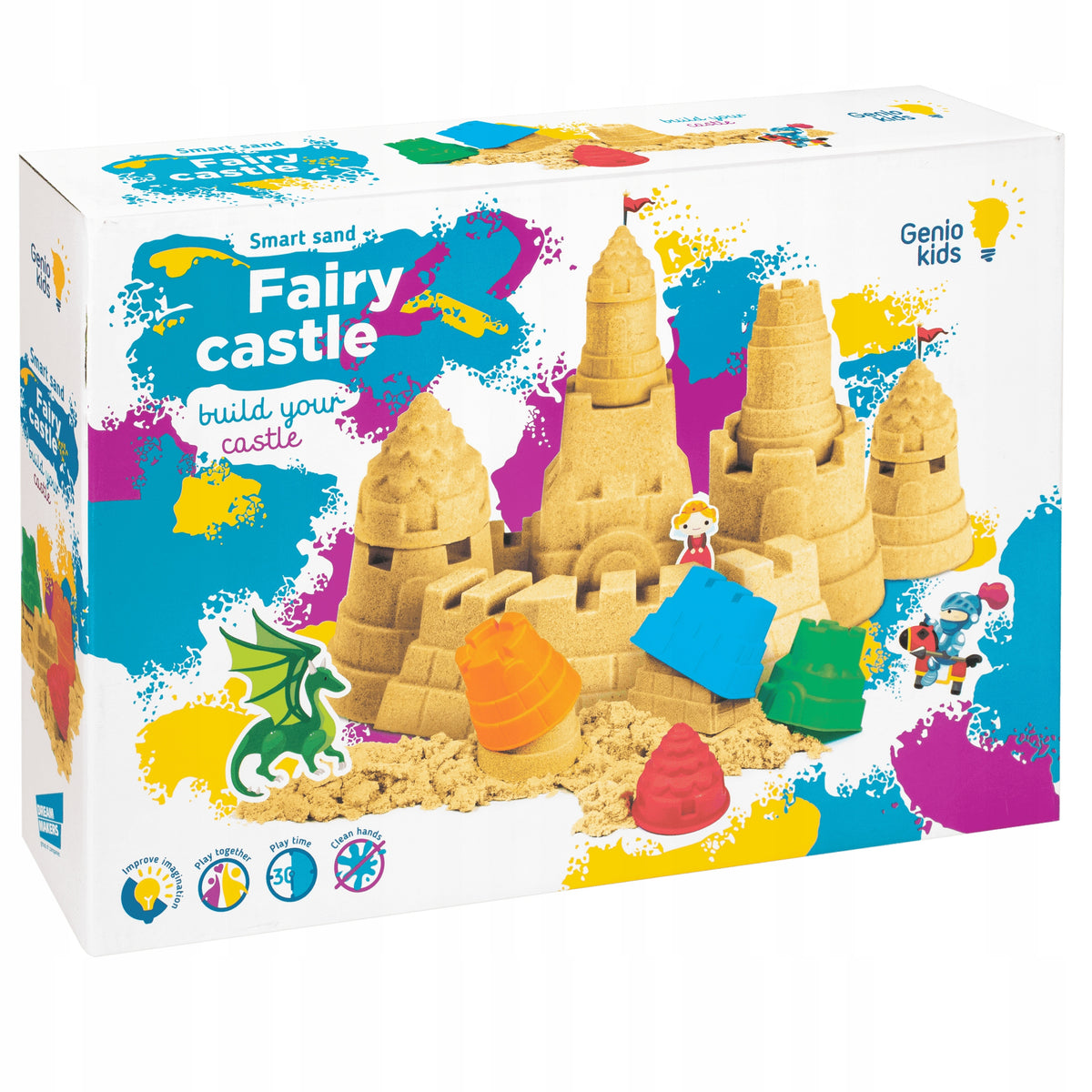 Set of Kinetic Sand CASTLE 1kg GENIO KIDS + Swimming Pool and Sand Molds