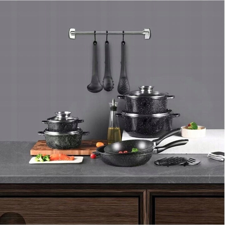 Set of Marble Pots Set of 17 EL Induction/Gas Material aluminum