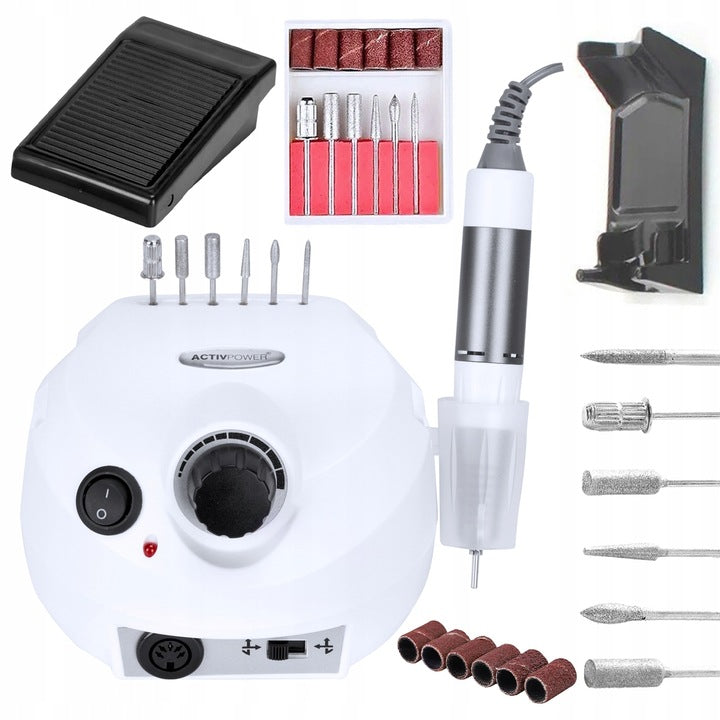 Set of NAIL MILLING MACHINE 65W manicure pedicure + 10x CAPS CARRIER Packaging status original