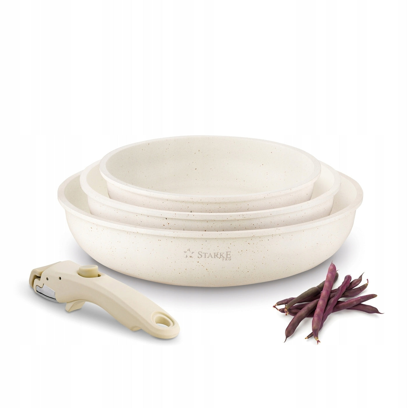 Set of PAN INDUCTION Detachable HANDLES Starke Pro Compacti Cream 20/24/28