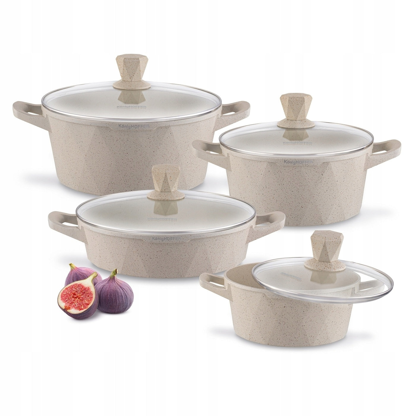Set of POTS INDUCTION Marble LID Konighoffer Corte 20/24/28